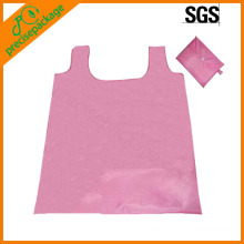 bolso de compras plegable rosa 190T de la camiseta